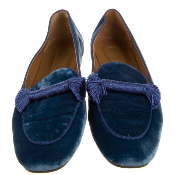 Aquazurra velvet blue tassel loafers - Picture 3 of 5